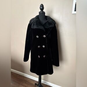 70s vintage Borgazia plush black seal faux fur coat Glam penny lane mob wife EUC
